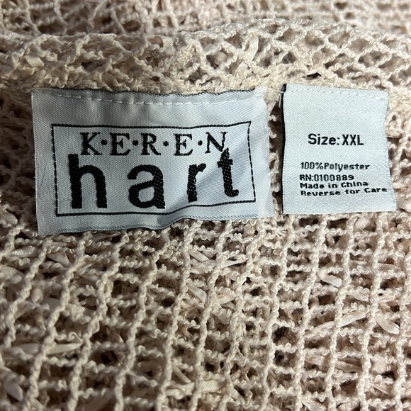 KEREN HART XXL CREAM MESH KNIT COVERUP OPEN FRONT VEST - Picture 8 of 8